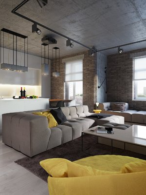 NEUTRAL APARTMENT WITH VIBRANT YELLOW TOUCHES